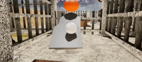 A GIF demonstration shift of gravity to walk on walls